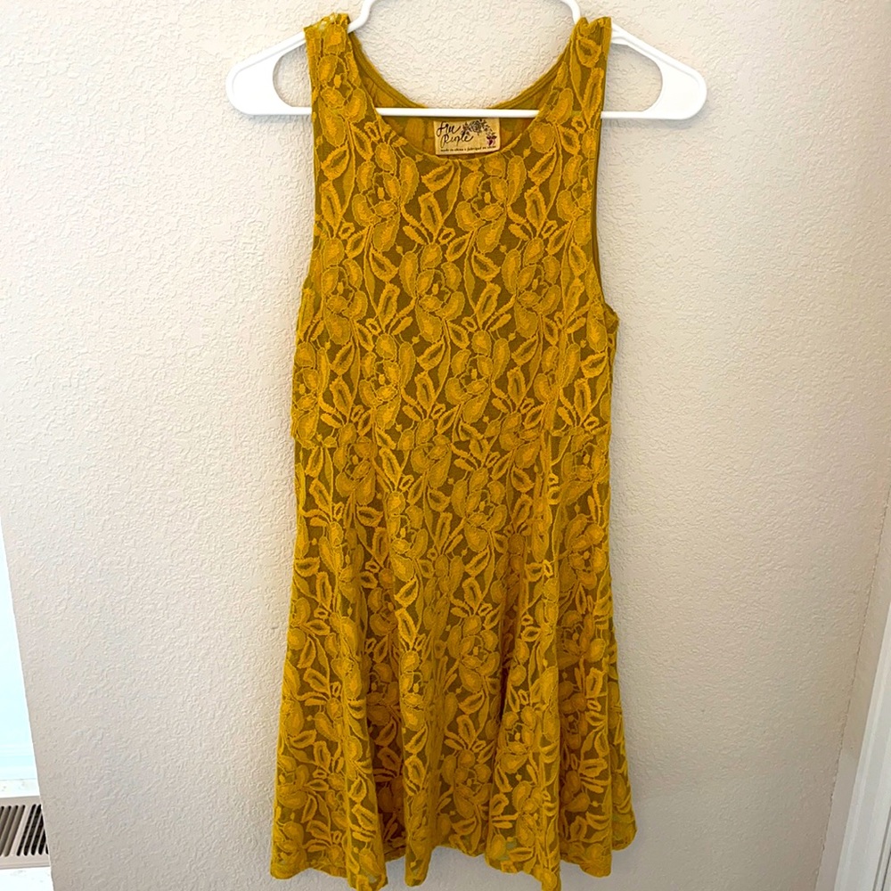 Yellow lace overlay dress